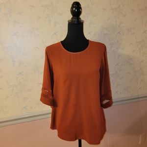 #1014 Maurices Burnt Orange Rust Blouse